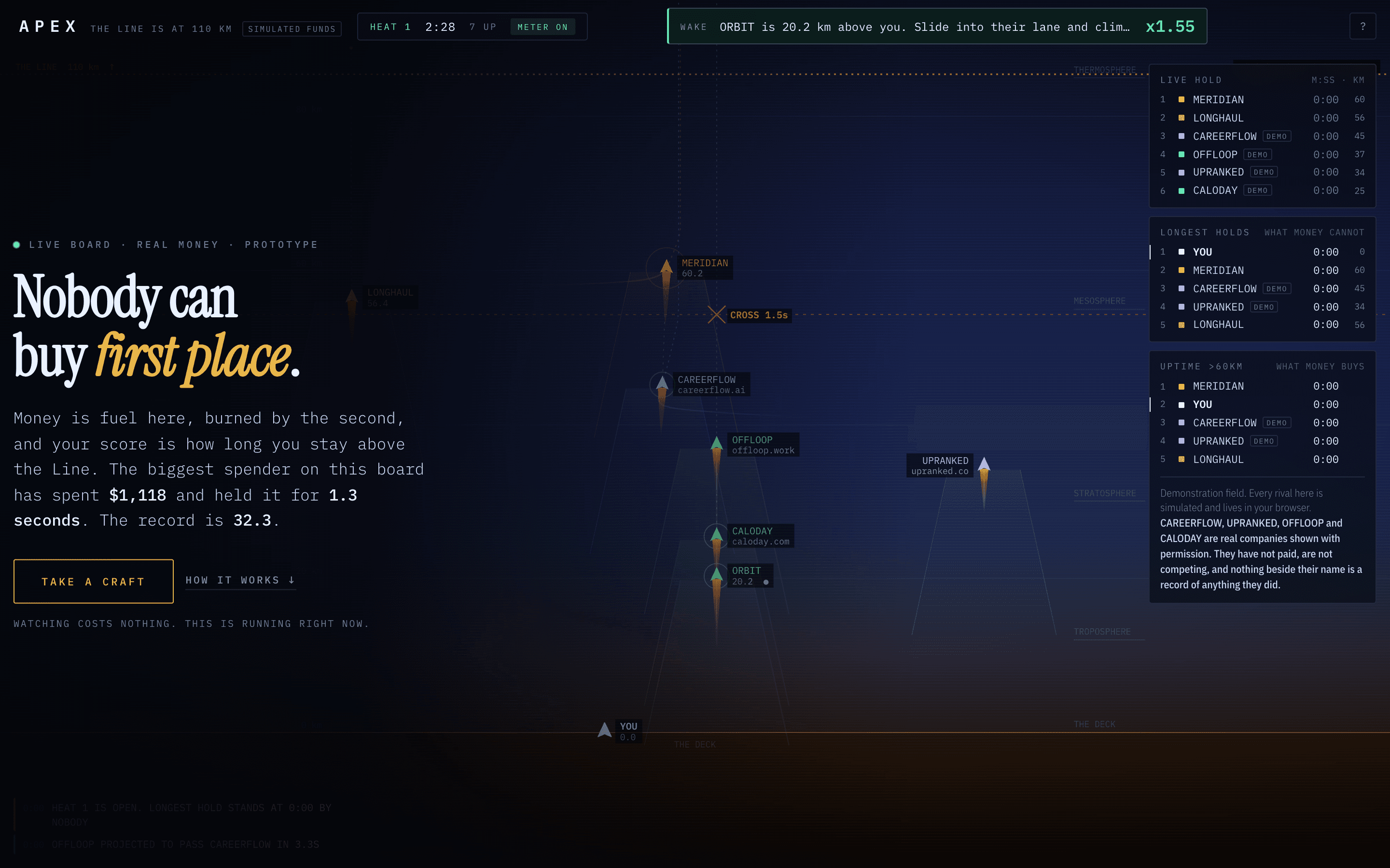 Apex, a real-time ranking game prototype