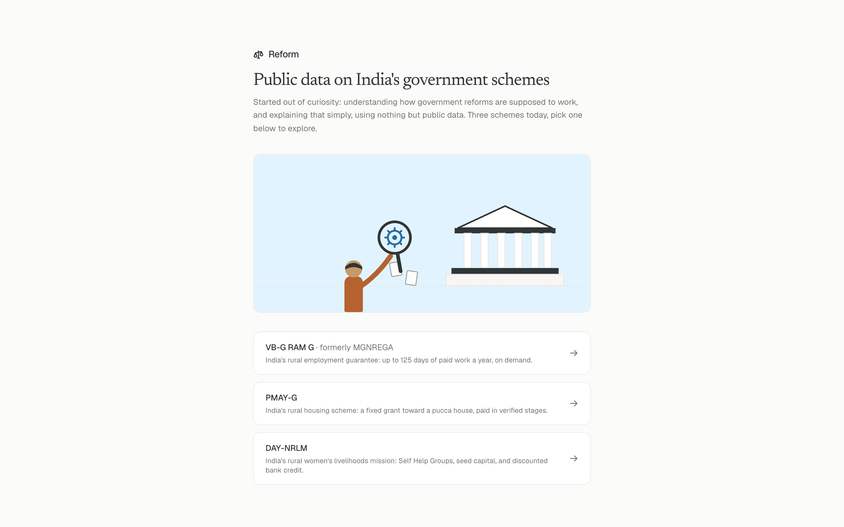 Reform: public data on India's government schemes