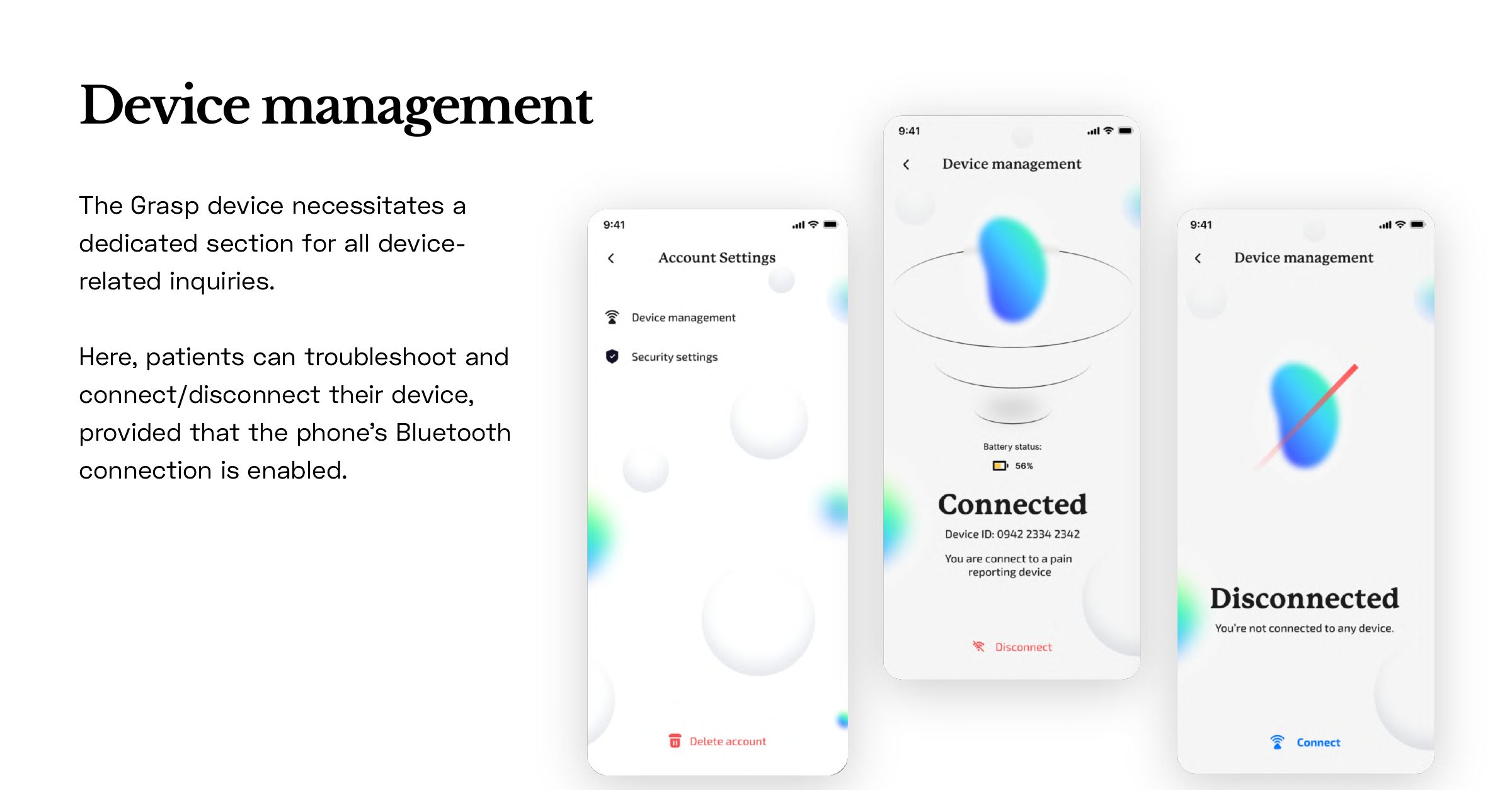 Grasp device management: pairing, connected and disconnected states