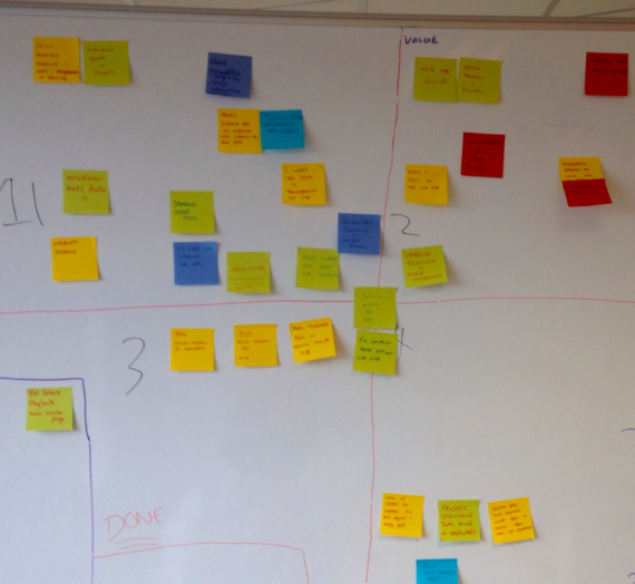 Sticky board full of personas feature suggestions